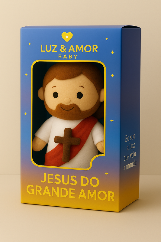 ✨ Pelúcia Jesus do Grande Amor – Luz & Amor Baby (42 cm) ✨