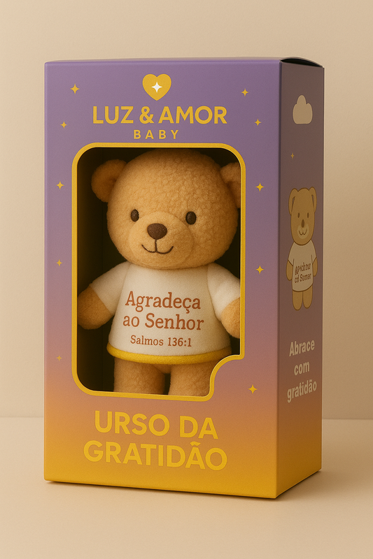 ✨ Pelúcia Urso da Gratidão – Luz & Amor Baby (42 cm) ✨